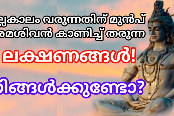 ശിവഭഗവാന്റെ അനുഗ്രഹം ഉള്ള വീടുകളിൽ കാണുന്ന ചില ലക്ഷണങ്ങളുണ്ട് ഇത്തരത്തിൽ കാണുന്നവർ ഭാഗ്യവാന്മാർ