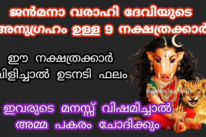 വരാഹിദേവിയുടെ അനുഗ്രഹമുള്ള നക്ഷത്ര ജാതകർ ആരെല്ലാം എന്നറിയാൻ ഇത് കാണുക…